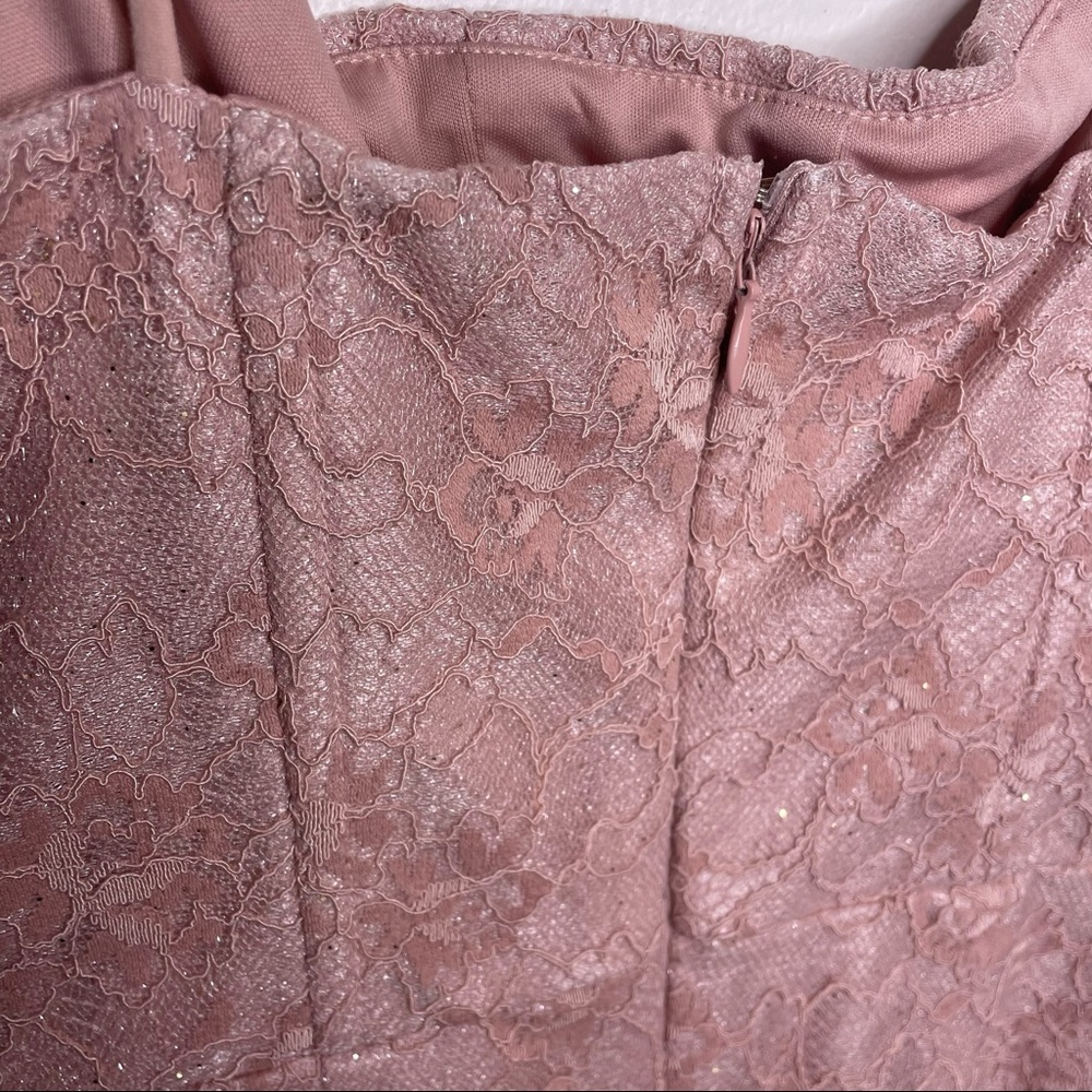 SHOWPO. Floral Lace Overlay Bodycon Barbiecore Mini Dress - Picture 15 of 15